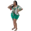 Women Plus Size Two Piece Set Loose Blouse Shorts Set Loungewear Sweat Suits 