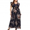 Women Plus Size Boho Dress Floral Printed V-neck Short Sleeve Chiffon Summer Dress 