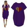 Women Loose Love Print Leopard O-neck Pocket Dress Short Sleeve Dresses Plus Size Dress