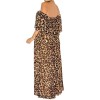 Women Plus Size Dresses Loose Long Dress Leopard Stretch Off Shoulder Bohemian Dress