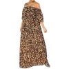 Women Plus Size Dresses Loose Long Dress Leopard Stretch Off Shoulder Bohemian Dress