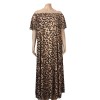 Women Plus Size Dresses Loose Long Dress Leopard Stretch Off Shoulder Bohemian Dress
