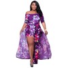 Dress Women Plus Size Summer High Waist Off Shoulder Dresses Sexy Split Floral Dress 