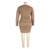 Birthday Outfits Women Spring Clothes High Waist Draped Bodycon Plus Size Dress