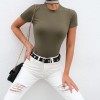 Woman Basic Bodysuit Women Short Sleeve Body Top Cotton Bodycon Jumpsuit 