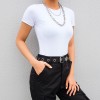 Woman Basic Bodysuit Women Short Sleeve Body Top Cotton Bodycon Jumpsuit 