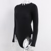 Women Sexy Long Sleeve Black Bodysuit O Neck Body Top Streetwear Clothing Catsuit