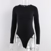 Women Sexy Long Sleeve Black Bodysuit O Neck Body Top Streetwear Clothing Catsuit