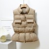 Women Short Sleeveless Vest Jacket Lightweight Waistcoat Gilets Windbreaker Down Coat