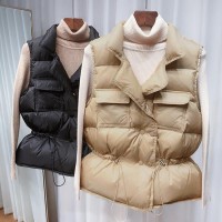 Women Short Sleeveless Vest Jacket Lightweight Waistcoat Gilets Windbreaker Down Coat