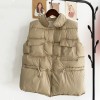 Women Short Sleeveless Vest Jacket Lightweight Waistcoat Gilets Windbreaker Down Coat