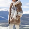 Women Coat Stitching Plaid Ladies Clothes Hooded Zipper Coat Women Jacket