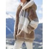 Women Coat Stitching Plaid Ladies Clothes Hooded Zipper Coat Women Jacket