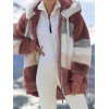 Women Coat Stitching Plaid Ladies Clothes Hooded Zipper Coat Women Jacket