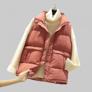 Women Sleeveless Mandarin Collar Vest Winter Plus Size Down Cotton Padded Jacket 