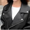 New Faux Leather Jacket Women PU Loose Motorcycle Jackets Streetwear Oversized Coat