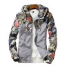 Women Hooded Jackets Floral Windbreaker Basic Jackets Coats Zipper Lightweight Jackets 