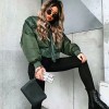 Lady Short Jackets Fashion Long Sleeve Zipper Bomber Jacket Outwear Women's Coat