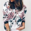 Women Long Sleeve  Zipper Print Bomber Jacket Casual Pocket Slim Outwears Plus Size