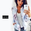 Women Long Sleeve  Zipper Print Bomber Jacket Casual Pocket Slim Outwears Plus Size