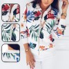 Women Long Sleeve  Zipper Print Bomber Jacket Casual Pocket Slim Outwears Plus Size