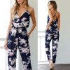 Women Playsuit V Neck Floral Bandge Romper High Waist Long Trousers Pants 