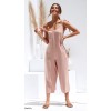 Women Rompers Clothes Loose Linen Jumpsuit Sleeveless Backless Trousers Overalls