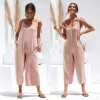 Women Rompers Clothes Loose Linen Jumpsuit Sleeveless Backless Trousers Overalls