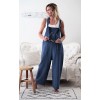 Women Loose Linen Solid Pockets Jumpsuit Overalls Wide Leg Cropped Pants 