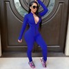 Womens Long Sleeve Deep V Rompers Jumpsuit Sport Suit Overalls Fitness Set