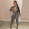 Womens Long Sleeve Deep V Rompers Jumpsuit Sport Suit Overalls Fitness Set