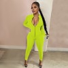 Womens Long Sleeve Deep V Rompers Jumpsuit Sport Suit Overalls Fitness Set