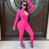 Womens Long Sleeve Deep V Rompers Jumpsuit Sport Suit Overalls Fitness Set