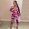 Womens Long Sleeve Deep V Rompers Jumpsuit Sport Suit Overalls Fitness Set