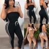  Women Off Shoulder Jumpsuits New Ladies Lace Up Solid Loose Elastic Bodysuits