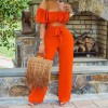 Women Off Shoulder Cut Out Jumpsuit Wide Leg Overalls Boho Jumpsuits