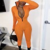 Women Long Sleeve Casual Skinny Turtleneck Catsuit Zipper Sport Wear Fitness Romper