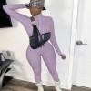 Women Long Sleeve Casual Skinny Turtleneck Catsuit Zipper Sport Wear Fitness Romper