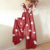 Woman Floral Print Jumpsuit O-Neck Daisy bodysuit Pocket Playsuit Long Jumpsuit 
