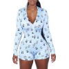 Sexy Bodysuit Women Floral Long Sleeve Bandage Bodysuit Romper Leotard Sleepwear