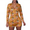 Sexy Bodysuit Women Floral Long Sleeve Bandage Bodysuit Romper Leotard Sleepwear