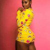 Sexy Bodysuit Women Floral Long Sleeve Bandage Bodysuit Romper Leotard Sleepwear