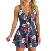 Women Summer Print Jumpsuit Loose V-neck Beach Rompers Sleeveless Bodycon Shorts