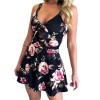 Women Summer Print Jumpsuit Loose V-neck Beach Rompers Sleeveless Bodycon Shorts