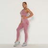Seamless Women Sport Set Long Sleeve Top High Waist Belly Control Leggings Clothes 