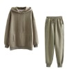 Winter Women tracksuit thick fleece 100% cotton suit 2 pieces sets hoodies sweatshirt 
