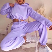 Women Sports 2 Pieces Set Sweatshirts Pullover Sweatpants Trousers Outfits Tracksuit
