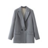 Women's Blazer Jacket Casual Solid Color Double-breasted Pocket Decorative Coat