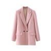 Women's Blazer Jacket Casual Solid Color Double-breasted Pocket Decorative Coat