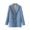 Women's Blazer Jacket Casual Solid Color Double-breasted Pocket Decorative Coat